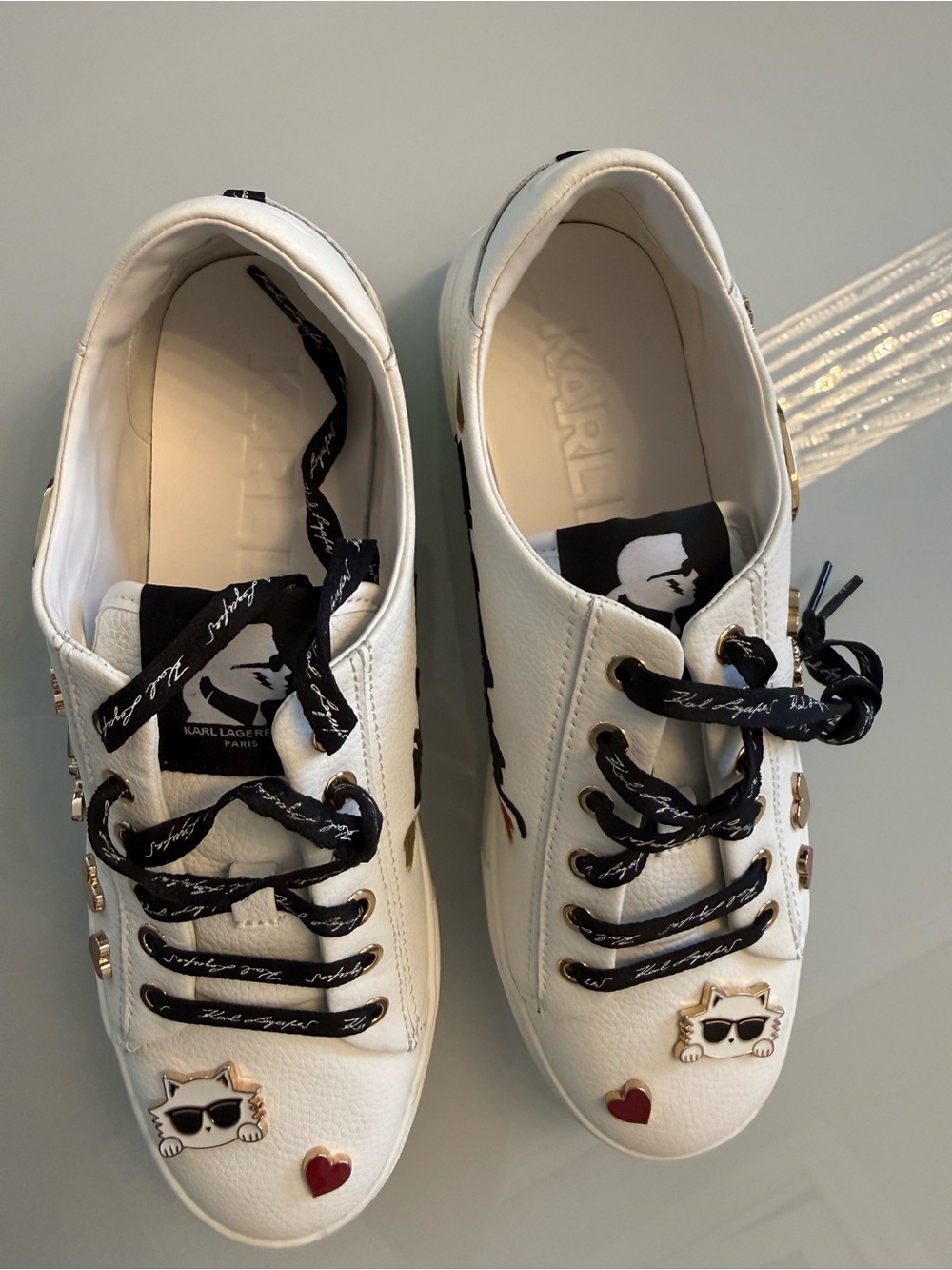 Karl Lagerfeld Sneakers Size 38.5 White Leather K Ikonik Charm Shoes - Picture 8 of 14